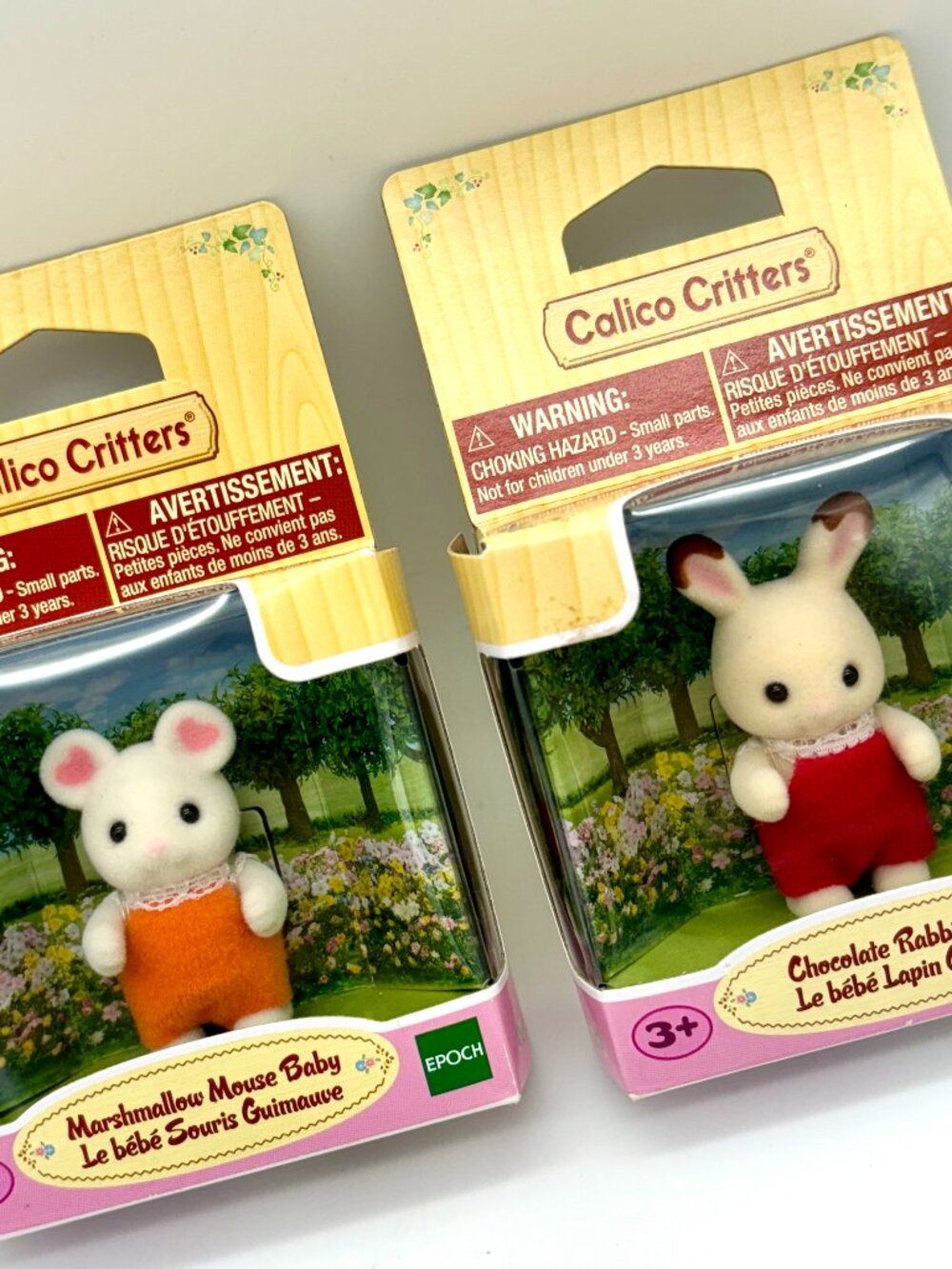 Calico Critters Marshmallow Mouse Baby & Chocolate Rabbit Baby Mini Figures NEW